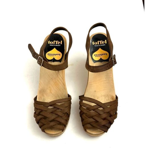 SWEDISH HASBEENS Toffel
Womens Leather Braided Heel
Clog Sandals Size - Picture 1 of 7